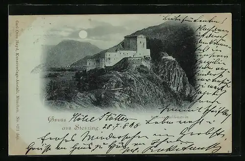 Mondschein-AK Sterzing, am Schloss Reifenstein
