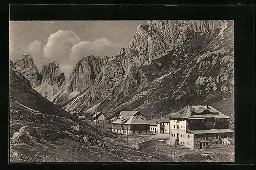 AK Passo Pordoi, Albergo Savoia verso il Gruppo di Sasso Lungo