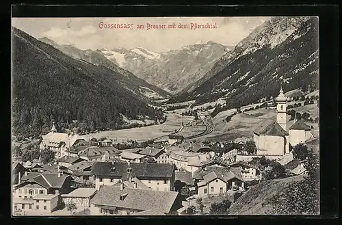 AK Gossensass am Brenner, Ortstotale mit Blick ins Pflerschtal