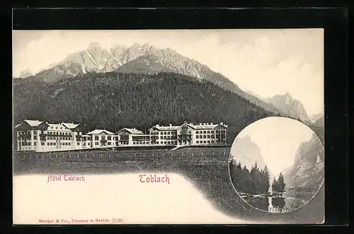 AK Toblach, Toblach See und Hotel Toblach