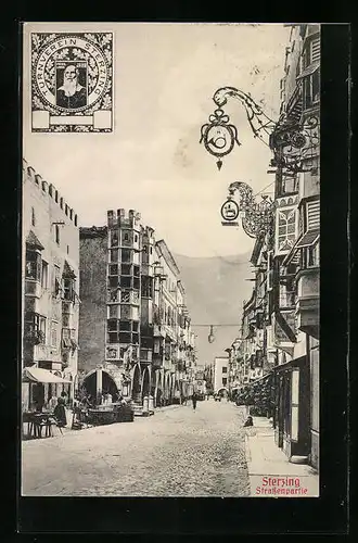 AK Sterzing, Strassenpartie, Portrait Turnvater Jahn