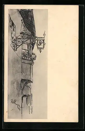 Künstler-AK Brixen, Haus Finsterwirt