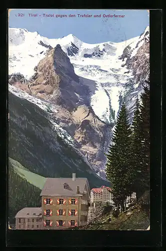 AK Trafoi, Teilansicht mit Trafoier und Ortlerferner