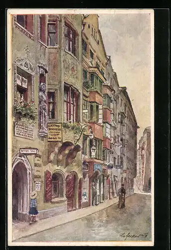 Künstler-AK E.F. Hofecker: Innsbruck, in der Hofgasse