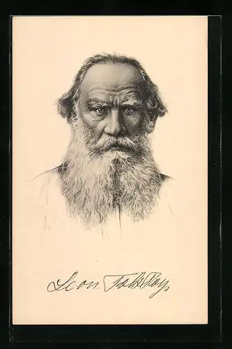 Künstler-AK Graf Leo Tolstoi, Portrait des gealterten Schriftstellers