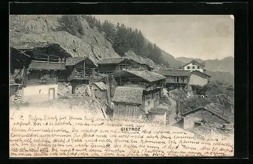 AK Gietroz, Blick auf die alten Holzhäuser