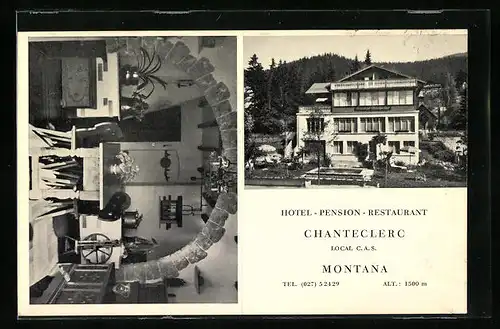 AK Montana, Hotel pension Restaurant Chanteclerc, in der Gaststube