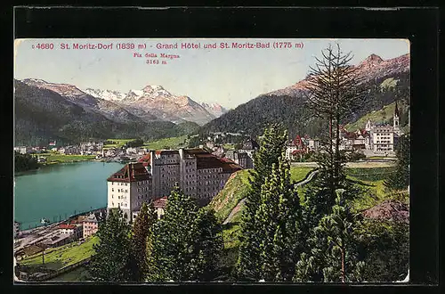 AK St. Moritz-Dorf, Grand Hotel und St. Moritz Bad