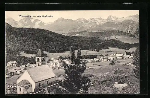 AK Pontresina, an der alten Dorfkirche