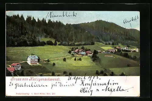 AK Heiligenschwendi, Blick auf die Villen am Hang