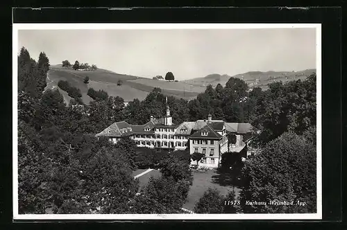 AK Weissbad, das Kurhaus von Wald umgeben