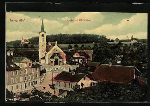AK Langenthal, Blick auf die Kirche und den Hinterberg