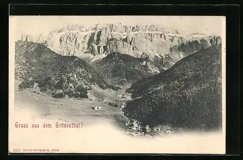 AK Gröden, Panoramablick im Grödenthal