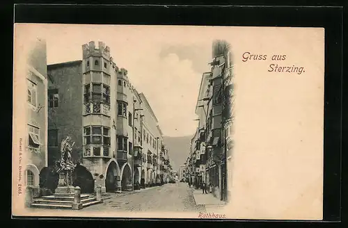 AK Sterzing, am Denkmal vor dem Rathaus