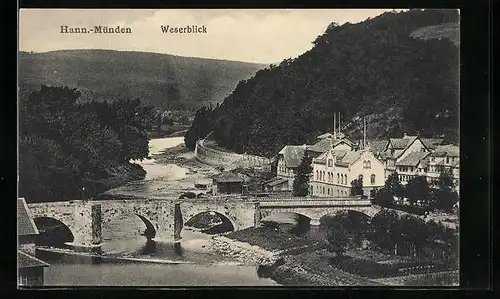 AK Hann. Münden, Weserblick aus der Vogelschau