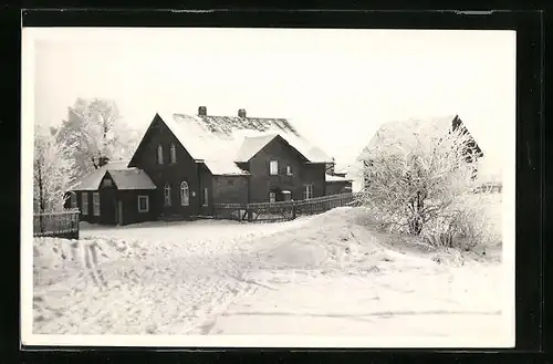 AK Lauter i. Erzgeb., Gasthaus Waldhaus im Winter