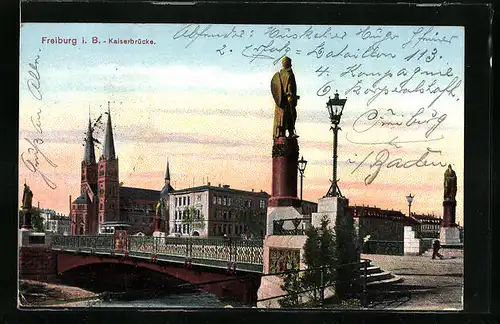 AK Freiburg i. B., an der Kaiserbrücke