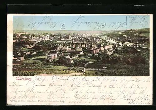 AK Würzburg, Generalansicht der Stadt