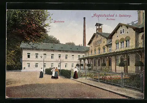 AK Augustusbad b. Radeberg, das Badehaus und das Kurhaus