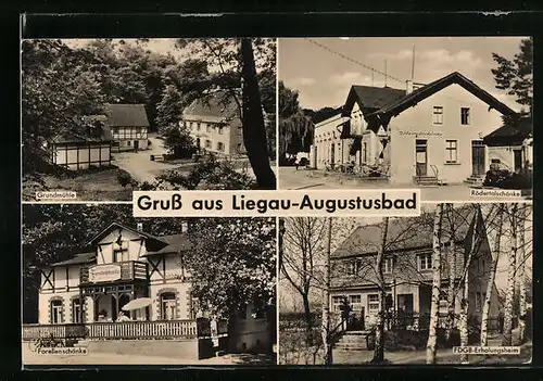 AK Liegau-Augustusbad, Rödertalschänke, Grundmühle, FDGB Erolungsheim