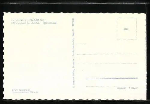 AK Olbersdorf b. Zittau, Ferienheim DHZ-Chemie, im Speisesaal