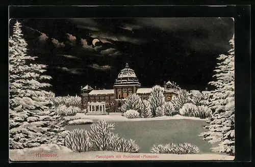 AK Hannover, Maschpark mit dem Provinzial-Museum
