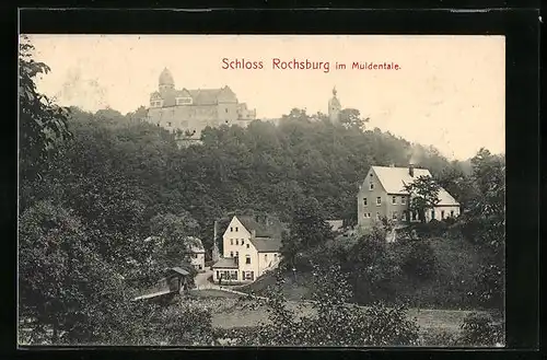 AK Lunzenau, Blick auf Schloss Rochsburg im Muldental