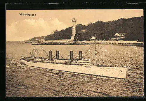 AK Hamburg-Wittenbergen, Ausflugsdampfer mit Blick zum Turm