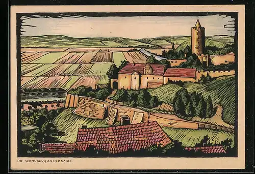 Künstler-AK Schönburg an der Saale, Die Schönburg