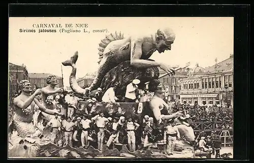 AK Nice, Carnaval, Sirènes jalouses, Umzugswagen zu Fasching