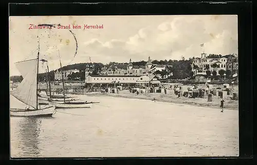 AK Zinnowitz, Strand mit Herrenbad