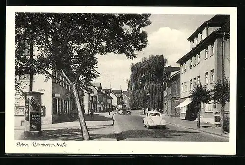 AK Bebra, Nürnbergerstrasse mit Litfasssäule