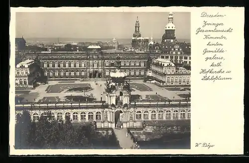 AK Dresden, Zwinger, Gesamtansicht mit Kronentor