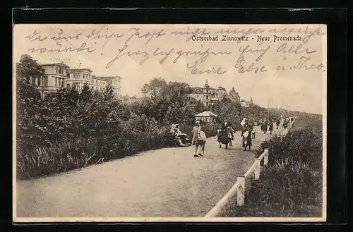AK Zinnowitz, Neue Promenade mit Kurgästen