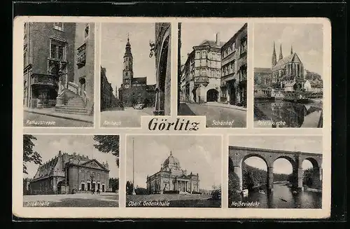 AK Görlitz, Rathaus, Schönhof, Peterskirche