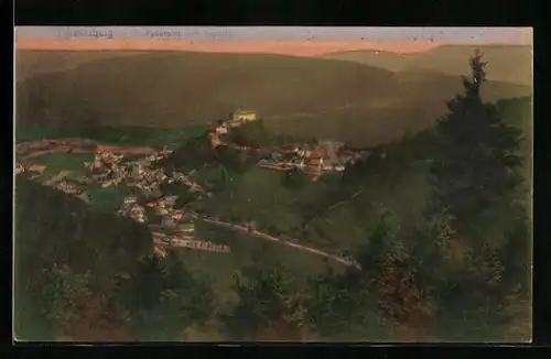 AK Schwarzburg, Panorama vom Trippstein aus gesehen