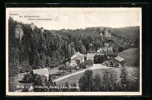 AK Bielatal / Sächs. Schweiz, Ottomühle, Gr. und Kl. Mühlenwächter