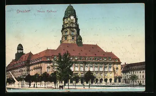 AK Dresden, Blick zum Neuen Rathaus