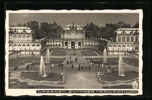AK Dresden, Ansicht des Zwingers mit Wallpavillon