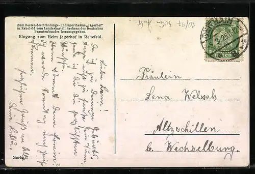 AK Rehefeld, Eingang zum Heim Jägerhof