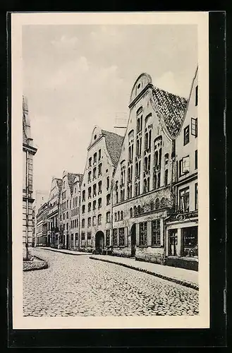 AK Rostock, Alte Giebelhäuser in der Mühlenstrasse