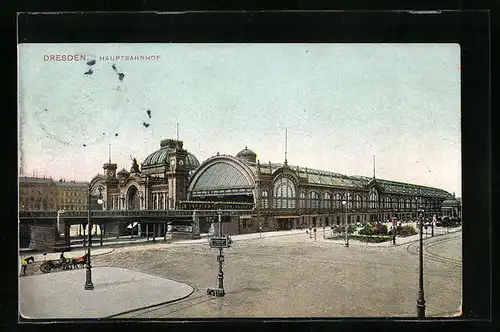 AK Dresden, Blick zum Hauptbahnhof