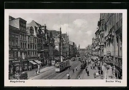 AK Magdeburg, Strassenbahn am Breiten Weg