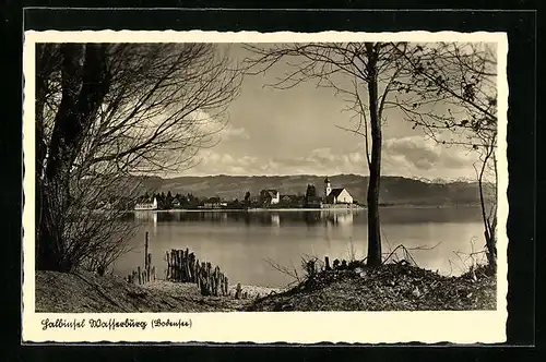 AK Wasserburg / Bodensee, Panorama der Halbinsel