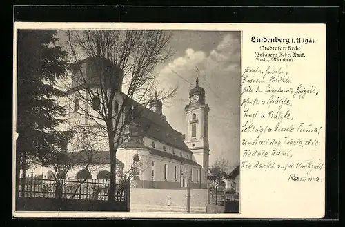 AK Lindenberg i. Allgäu, Blick zur Stadtpfarrkirche
