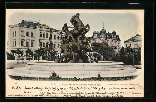 AK Fürth, Kunstbrunnen am Staatsbahnhof