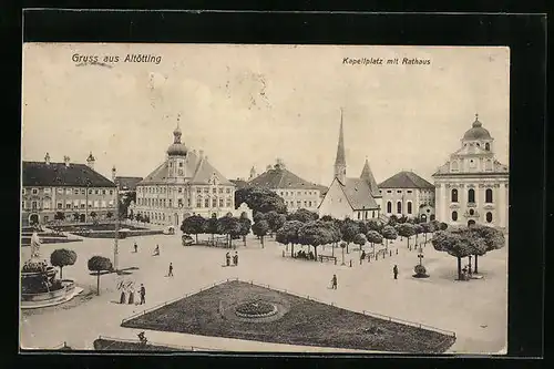 AK Altötting, Kapellplatz mit Rathaus