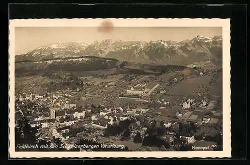 AK Feldkirch, Teilansicht mit den Schweizerbergen