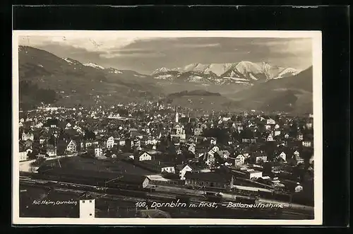 AK Dornbirn, Teilansicht mit First vom Ballon aus