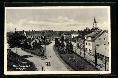 AK Ober-Grafendorf, Hautpplatz mit Kirche